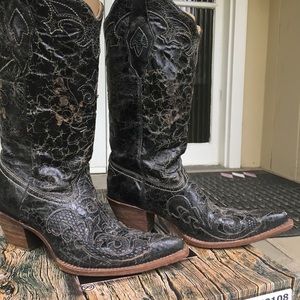 Corral black vintage lizard overlay size 8 1/2